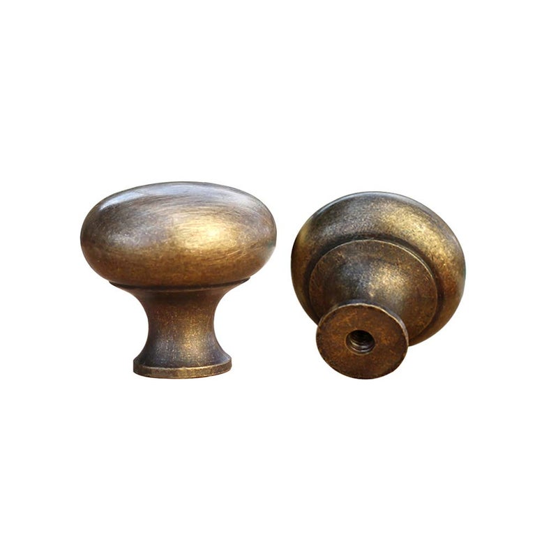 Tiazza 4pcs Solid Brass Knobs Antique Cabinet Drawer Small Pulls Modern Minimalist Handle (Antique Bronze) - Image 2